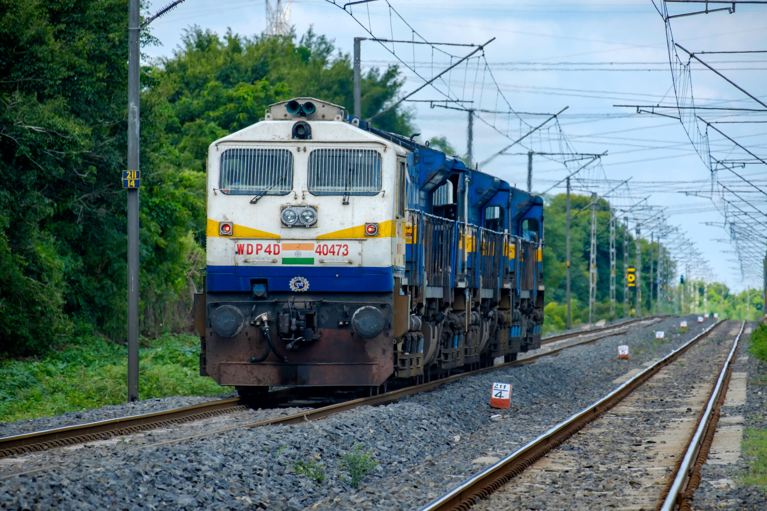 WDP4 locomotive built in collaboration with Medha on the rail tracks